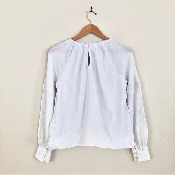 JOIE Mitney Embroidered Gauze Puff Sleeve Top in Porcelain White - Picture 11 of 13